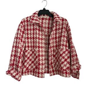 Aaron & Amber Tweed Red Plaid Blazer/Jacker Size Medium